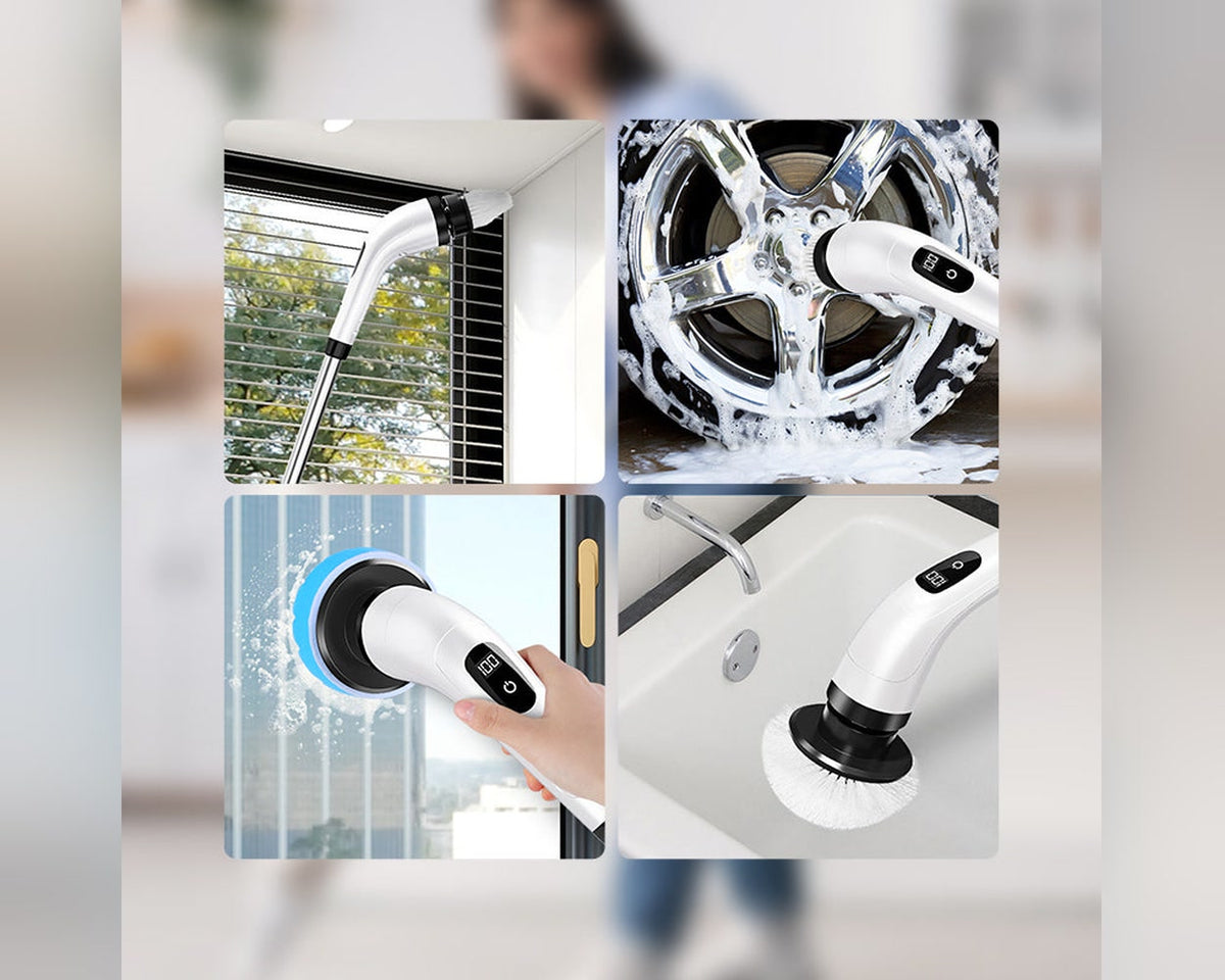 Magic Spin Elektrikli Temizlik Fırçası – Uzayabilen Saplı, Şarjlı, Çok Başlıklı Set
