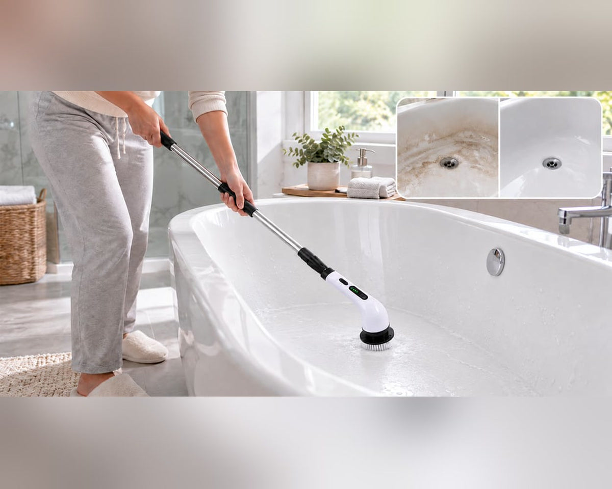 Magic Spin Elektrikli Temizlik Fırçası – Uzayabilen Saplı, Şarjlı, Çok Başlıklı Set